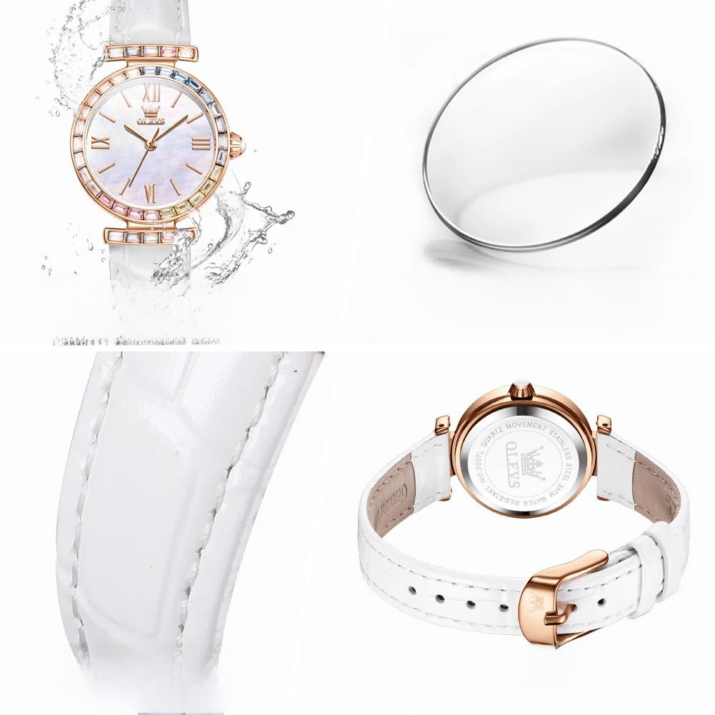 Women's Rose Gold Quartz Watch Petite Leather Strap Dial BandsCo Straps