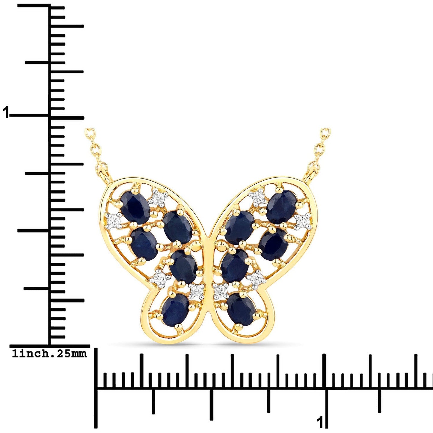 2.16 Carat Genuine Blue Sapphire and White Zircon .925 Sterling Silver Necklace Bids.com