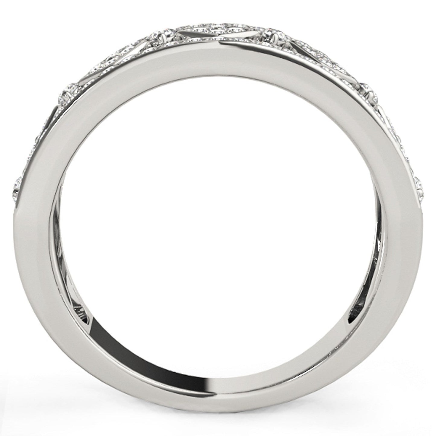 Diamond Studded Square Motif Ring in 14k White Gold (1/2 cttw) Bids.com