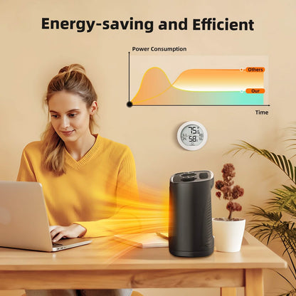 1500W Portable Ceramic Space Heater with Thermostat & Safety Protection with Carry Handle DailySale