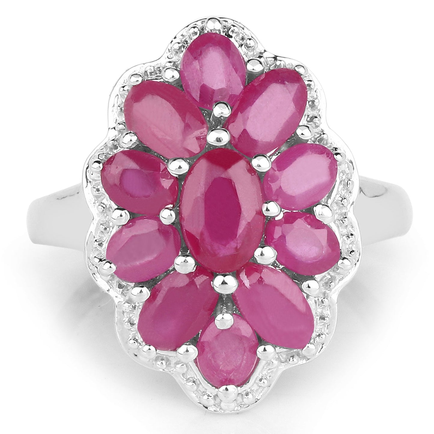 3.05 Carat Glass Filled Ruby .925 Sterling Silver Ring Bids.com