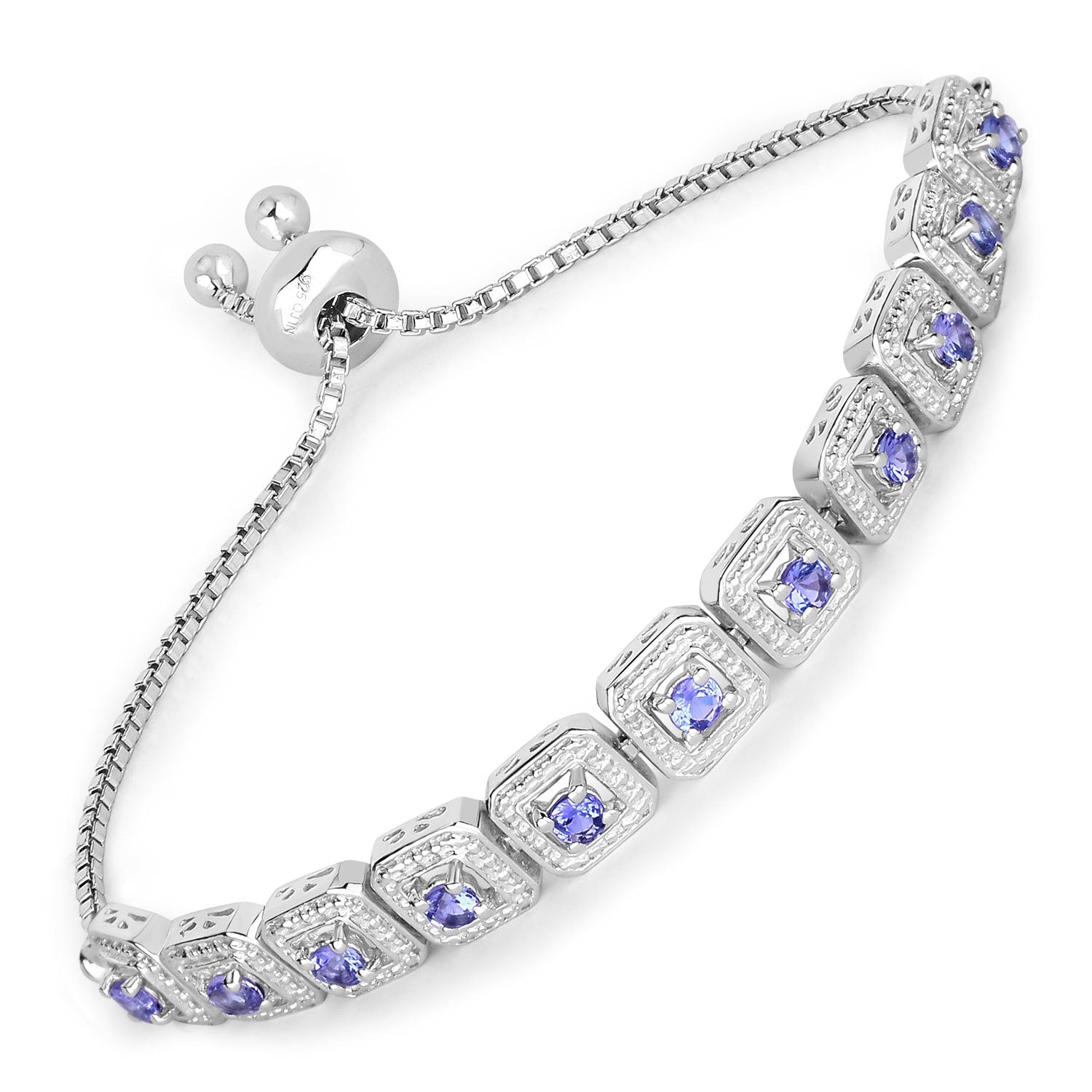 1.10 Carat Genuine Tanzanite .925 Sterling Silver Bracelet Bids.com