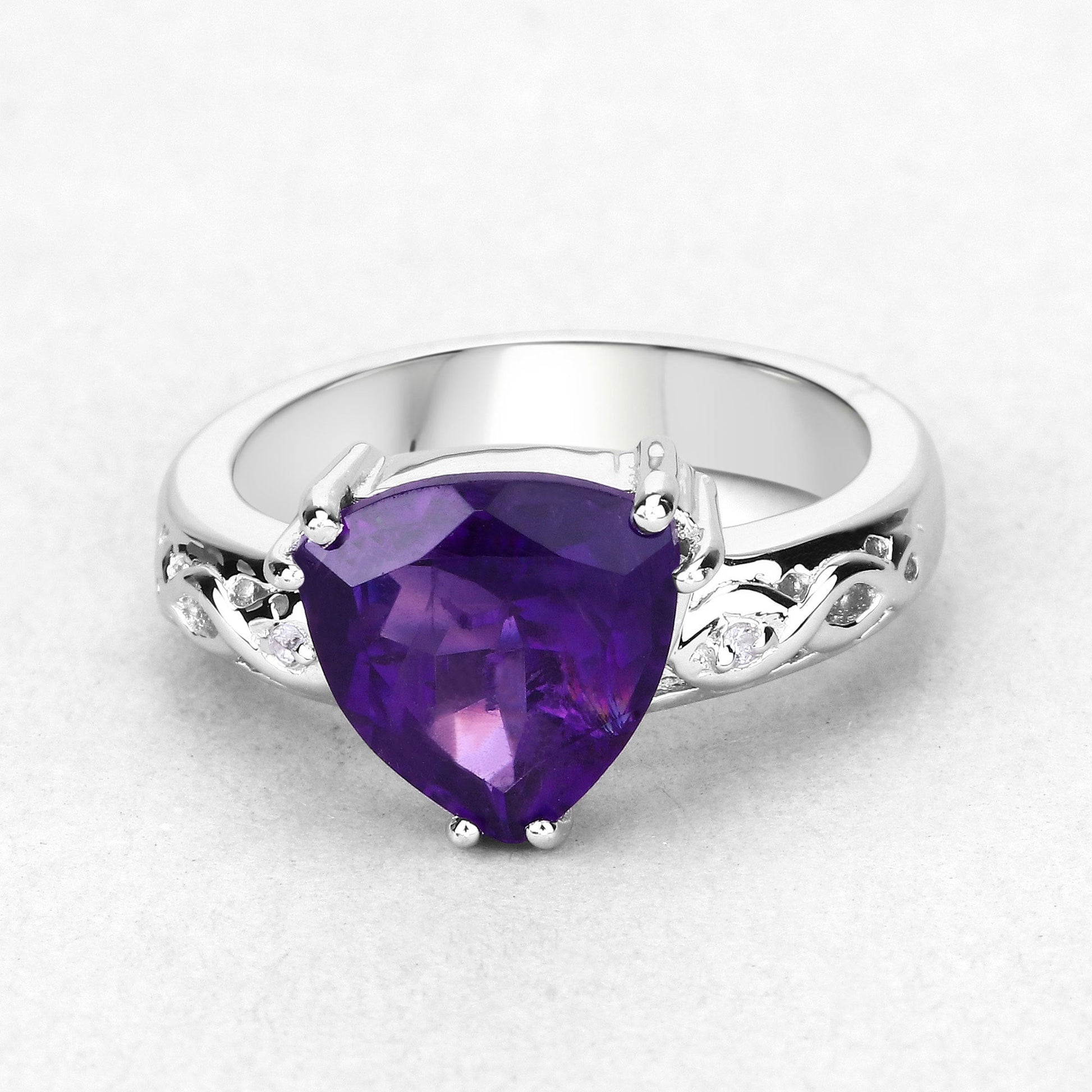 2.71 Carat Genuine Amethyst and White Topaz .925 Sterling Silver Ring Bids.com