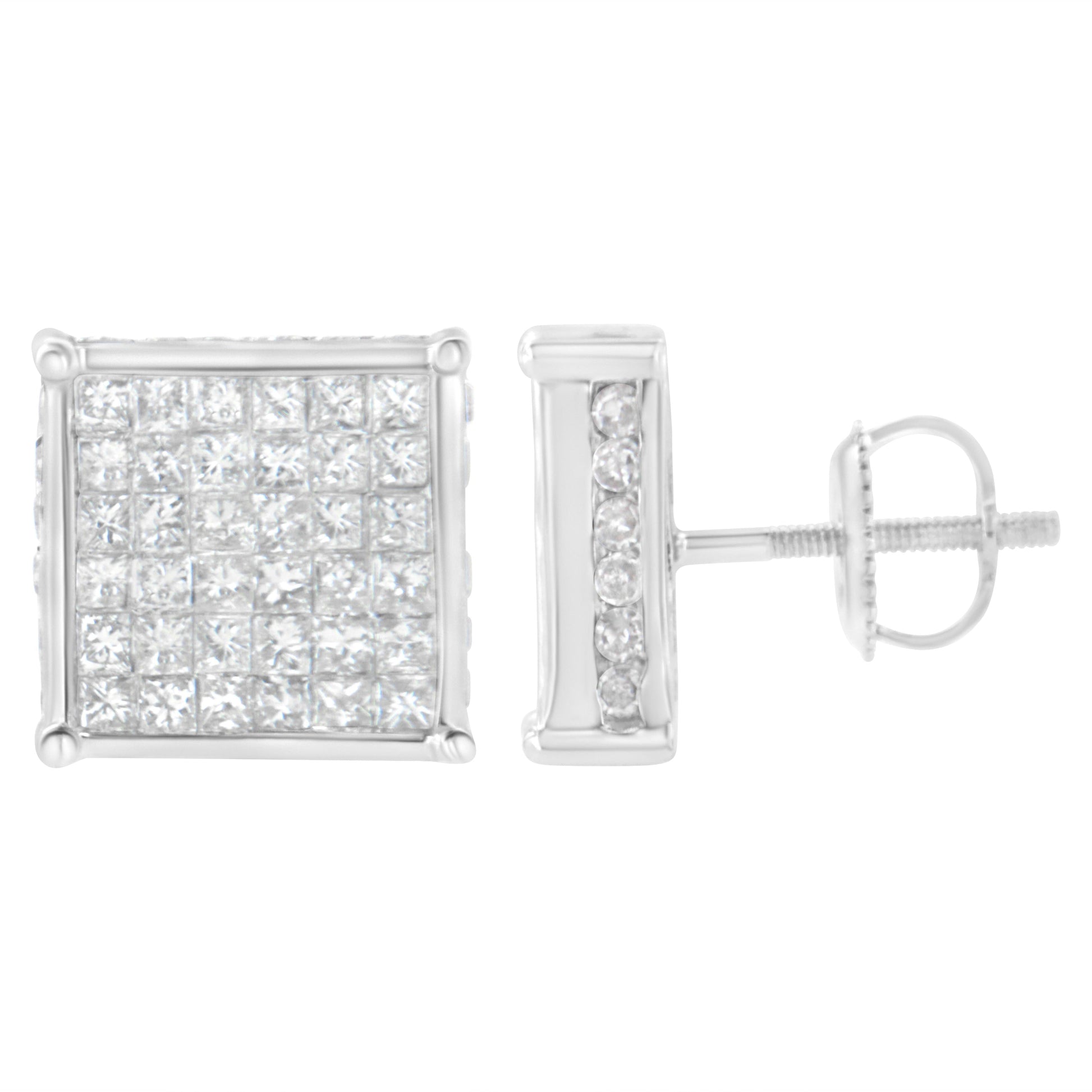 10K White Gold 2ct TDW Princess-Cut Composite Diamond Stud Earring (I-J ,I2-I3) Bids.com