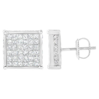 10K White Gold 2ct TDW Princess-Cut Composite Diamond Stud Earring (I-J ,I2-I3) Bids.com