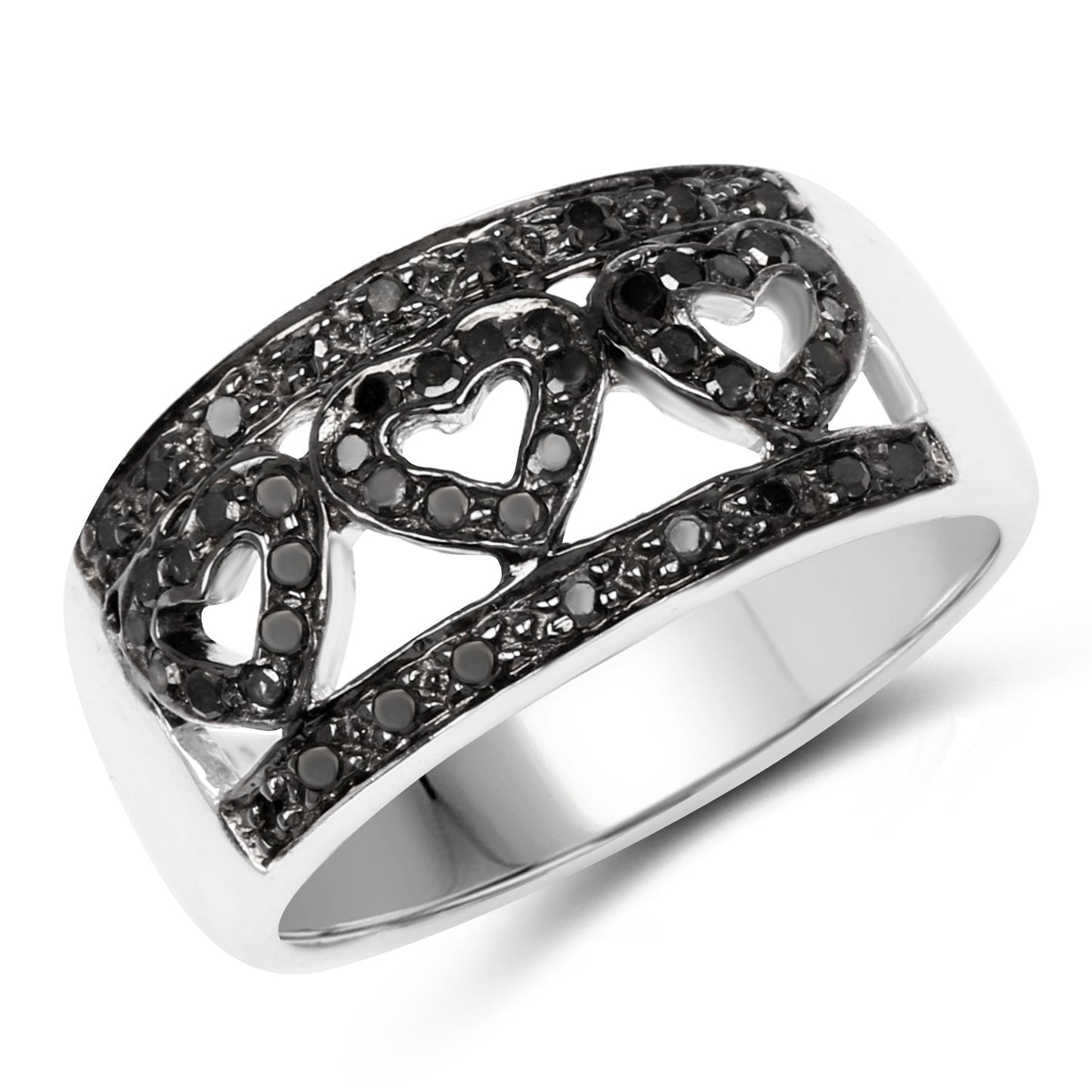 0.32 Carat Genuine Black Diamond .925 Sterling Silver Ring Bids.com