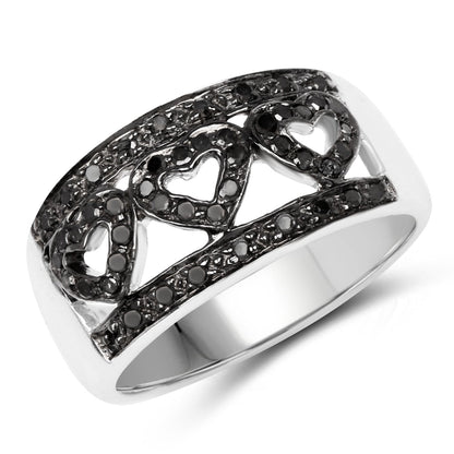 0.32 Carat Genuine Black Diamond .925 Sterling Silver Ring Bids.com