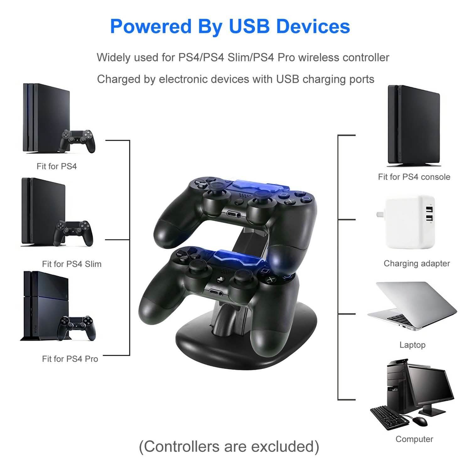 Charging Dock Station Dual Micro USB Stand for PS4 Pro DailySale