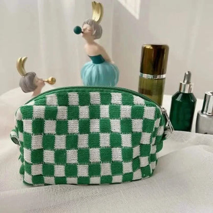 Checkered Pattern Zipper Makeup Bag DailySale