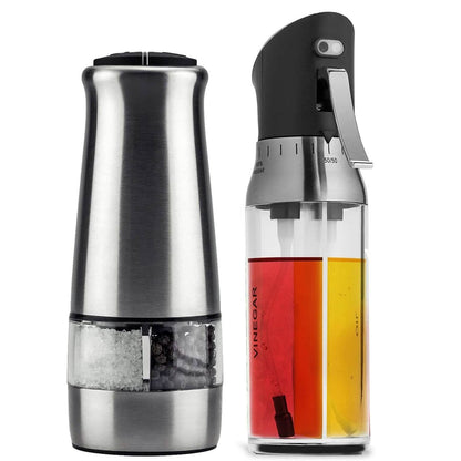 Chef's Star Premium Electric Salt and Pepper Grinder with Olive Oil and Vinegar Misting Sprayer DailySale