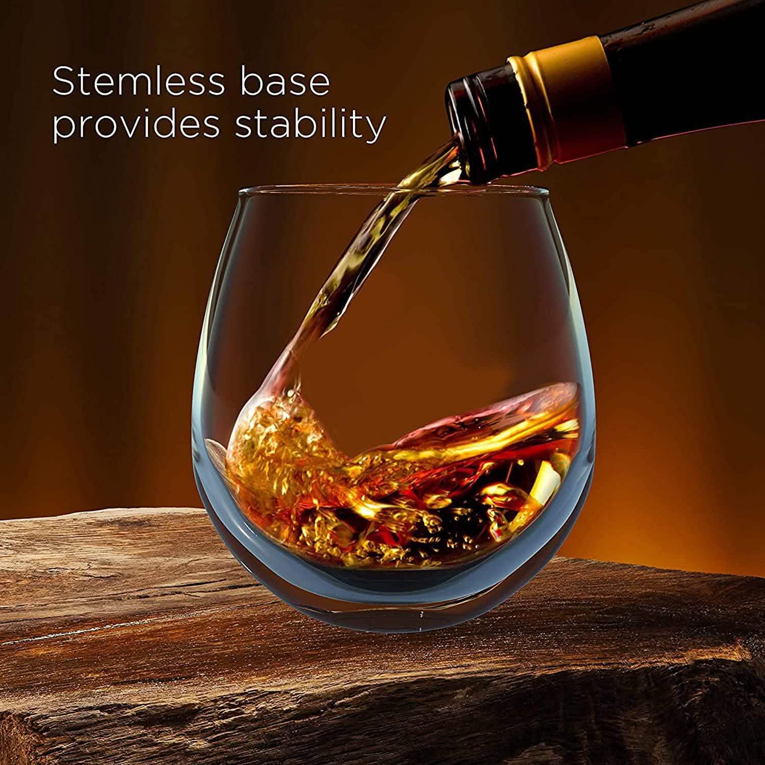 Chef's Star Stemless Wine Glasses Set of 6-17 Oz and Set of 6-21 Oz DailySale