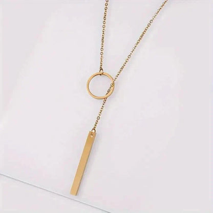 Chic Ethnic-Inspired Alloy Circle & Rod Pendant Necklace DailySale
