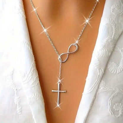 Chic Vintage-Inspired Infinity Cross Pendant Necklace DailySale
