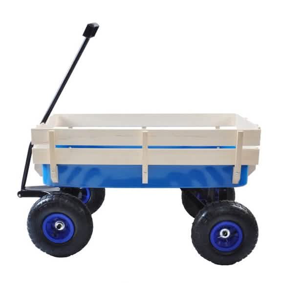 Children Outdoor Wagon All Terrain Pulling with Wood Railing Air Tires DailySale