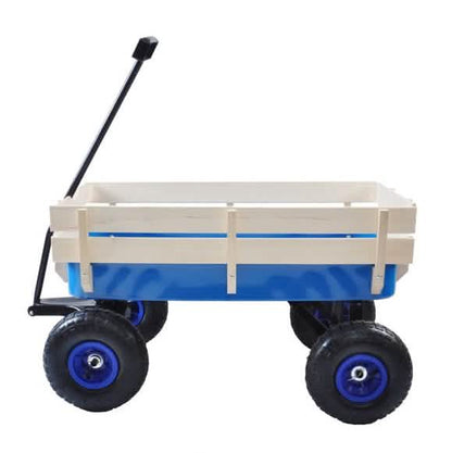 Children Outdoor Wagon All Terrain Pulling with Wood Railing Air Tires DailySale