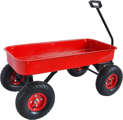 Children Outdoor Wagon All Terrain Pulling with Wood Railing Air Tires DailySale