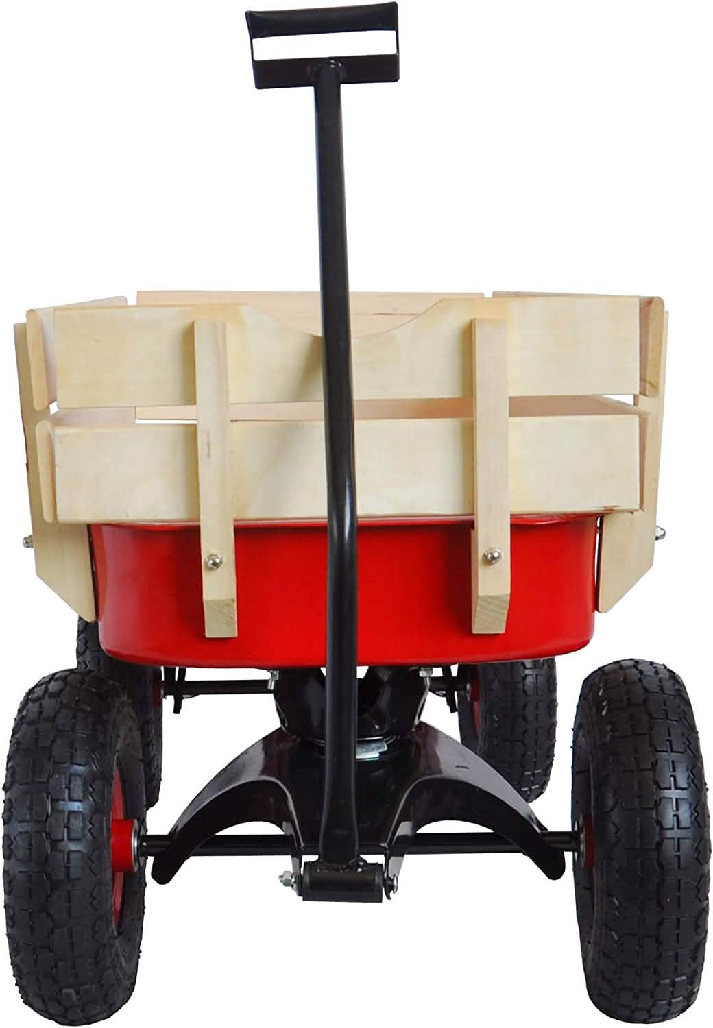 Children Outdoor Wagon All Terrain Pulling with Wood Railing Air Tires DailySale