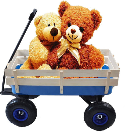 Children Outdoor Wagon All Terrain Pulling with Wood Railing Air Tires DailySale