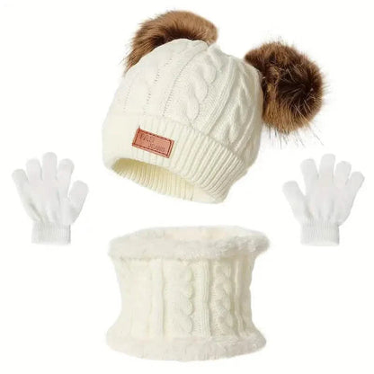 Children's Winter Knitted Wool Lining Warm Hat, Scarf, Glove Set For 2-5 Year Old Boys And Girls DailySale
