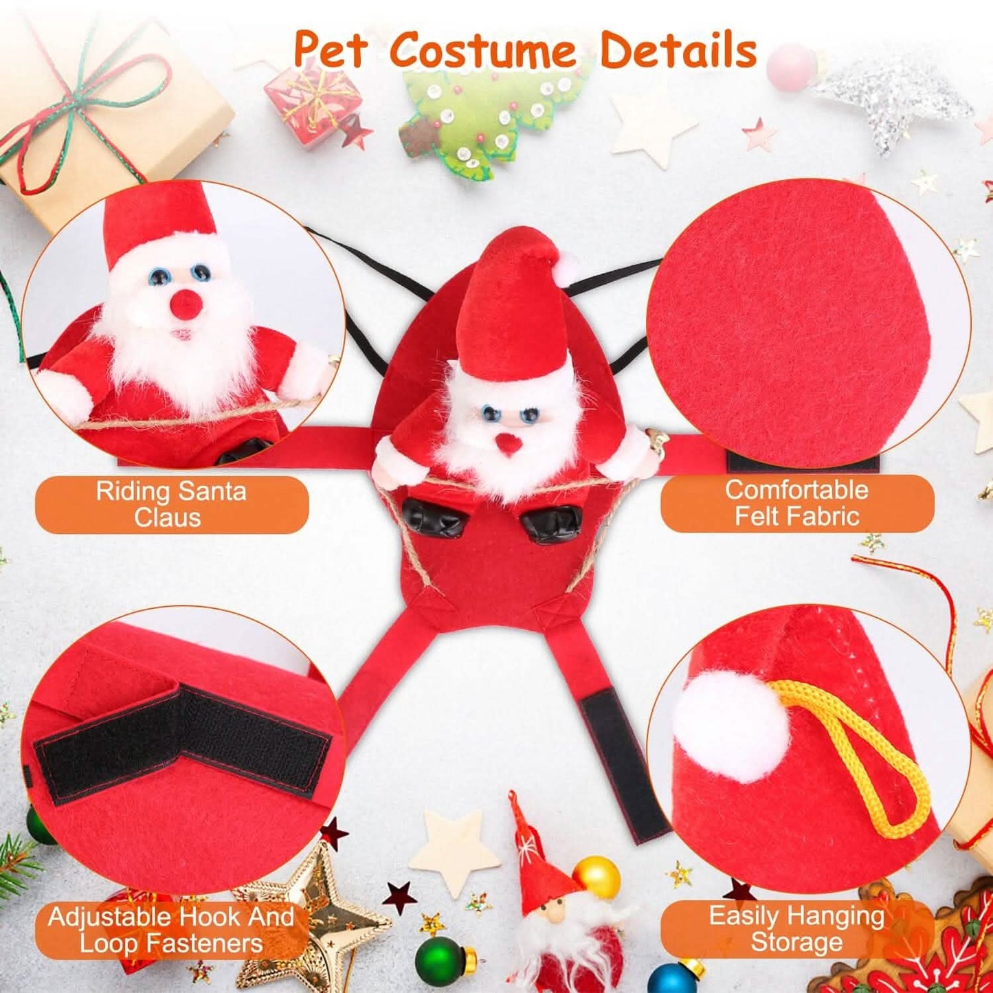 Christmas Costumes Red Winter  Coat for Dog Riding Santa Claus  with Bell DailySale