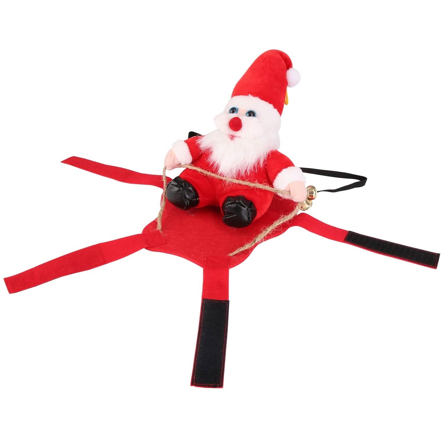 Christmas Costumes Red Winter  Coat for Dog Riding Santa Claus  with Bell DailySale