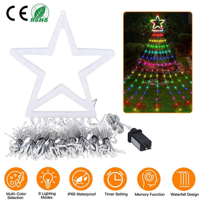 Christmas Hanging Waterfall String Light with Topper Star DailySale
