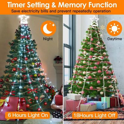 Christmas Hanging Waterfall String Light with Topper Star DailySale