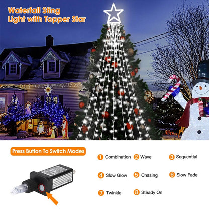 Christmas Hanging Waterfall String Light with Topper Star DailySale