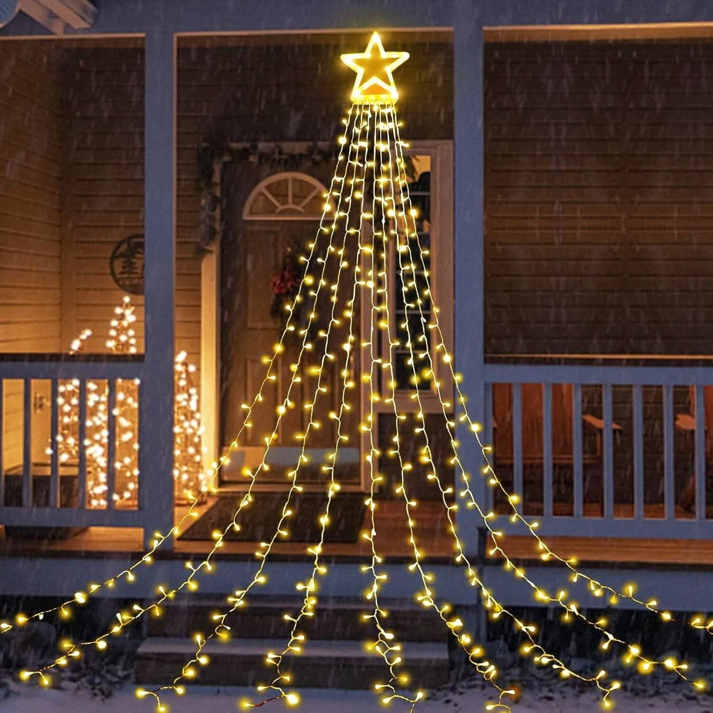 Christmas Hanging Waterfall String Light with Topper Star DailySale