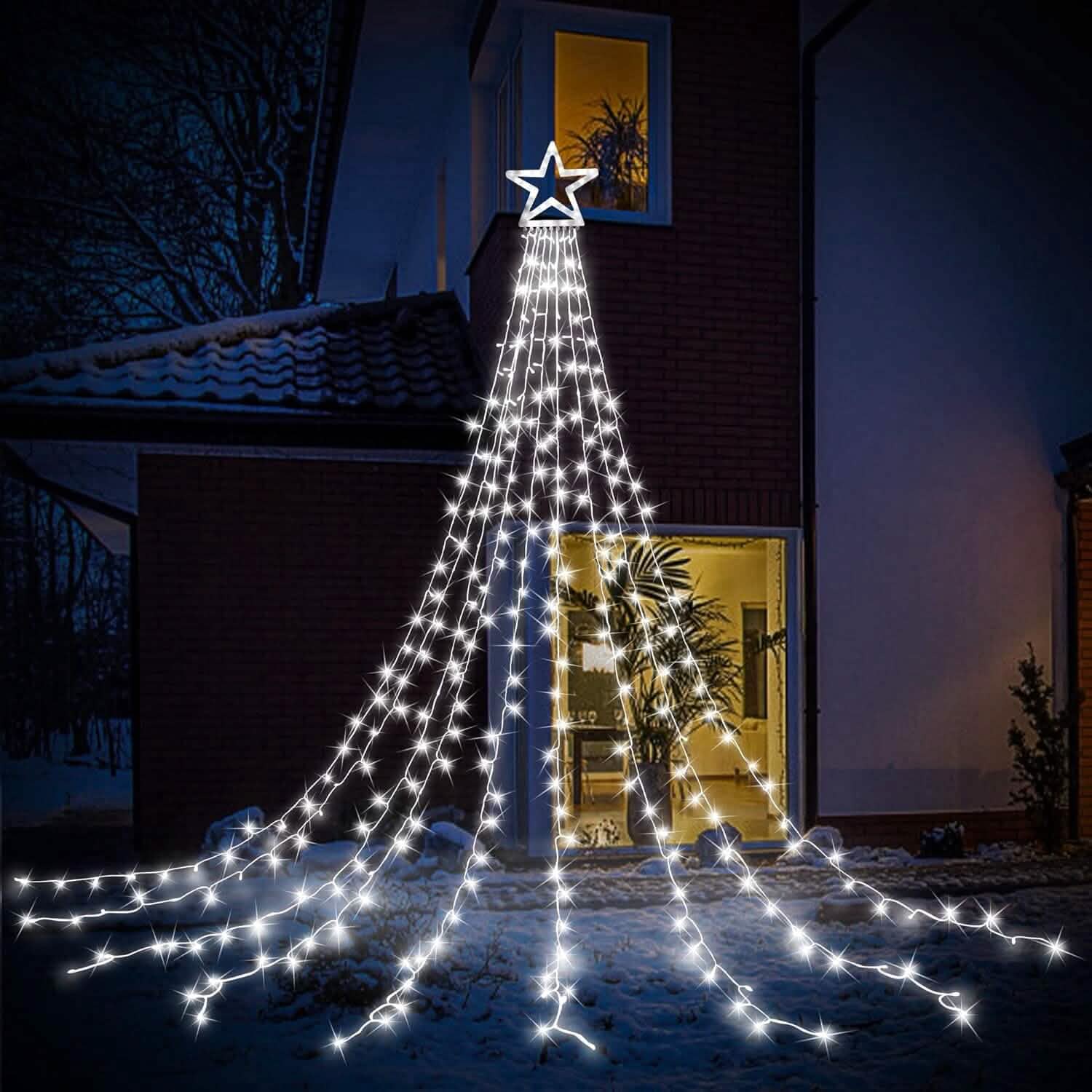 Christmas Hanging Waterfall String Light with Topper Star DailySale