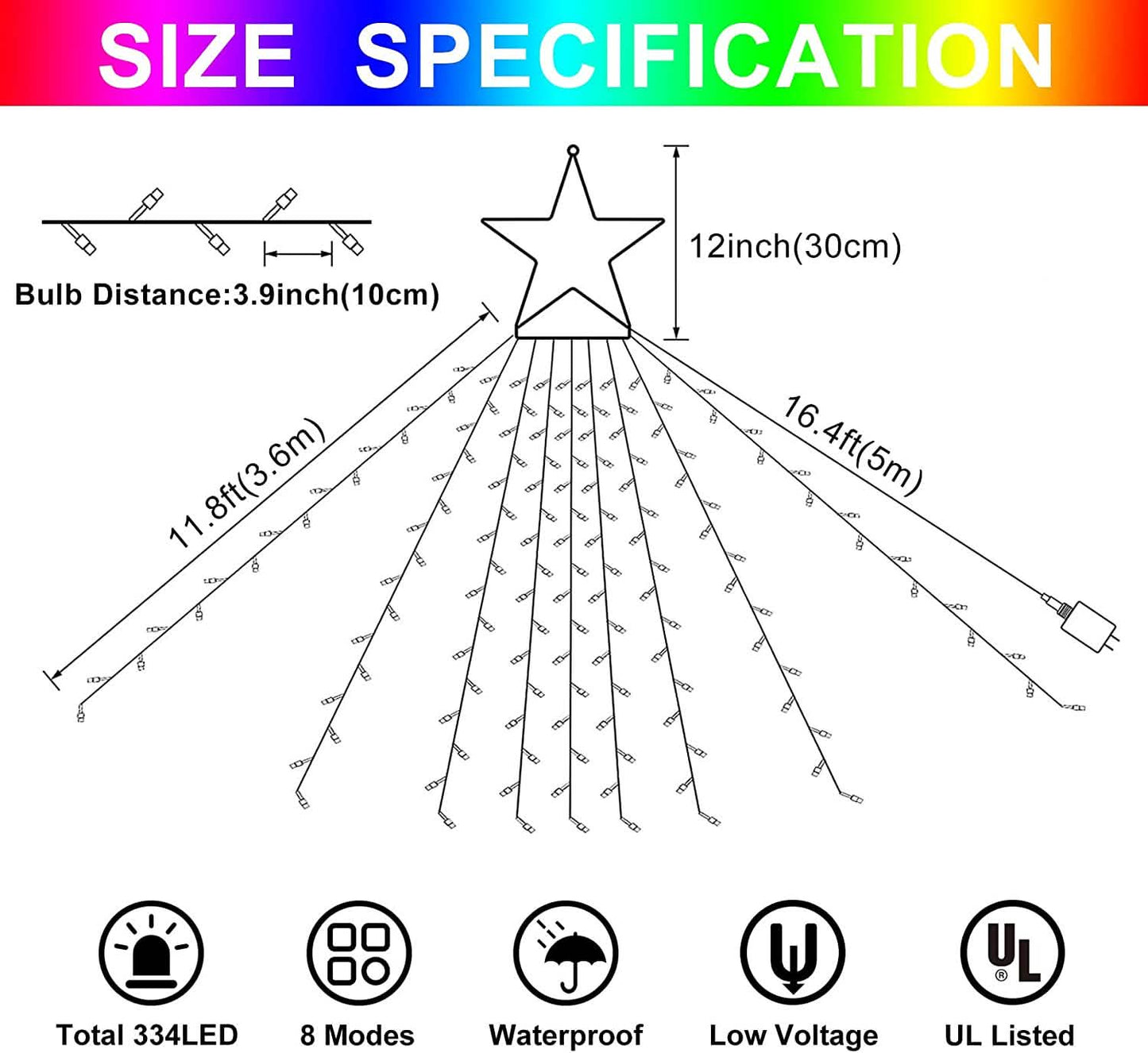 Christmas String Lights with 317 LED Star Hanging Twinkle Fairy Curtain Lights DailySale