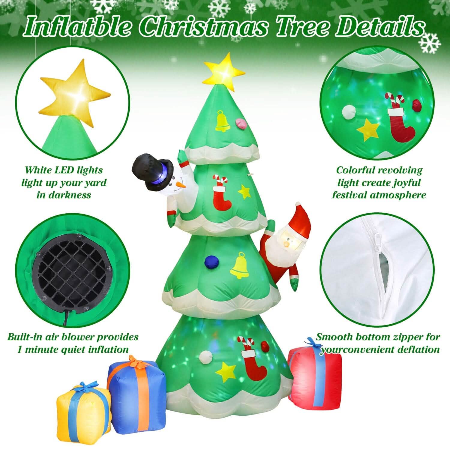 Christmas Tree Inflatable Decoration with LED Light Built-in Air Blower DailySale