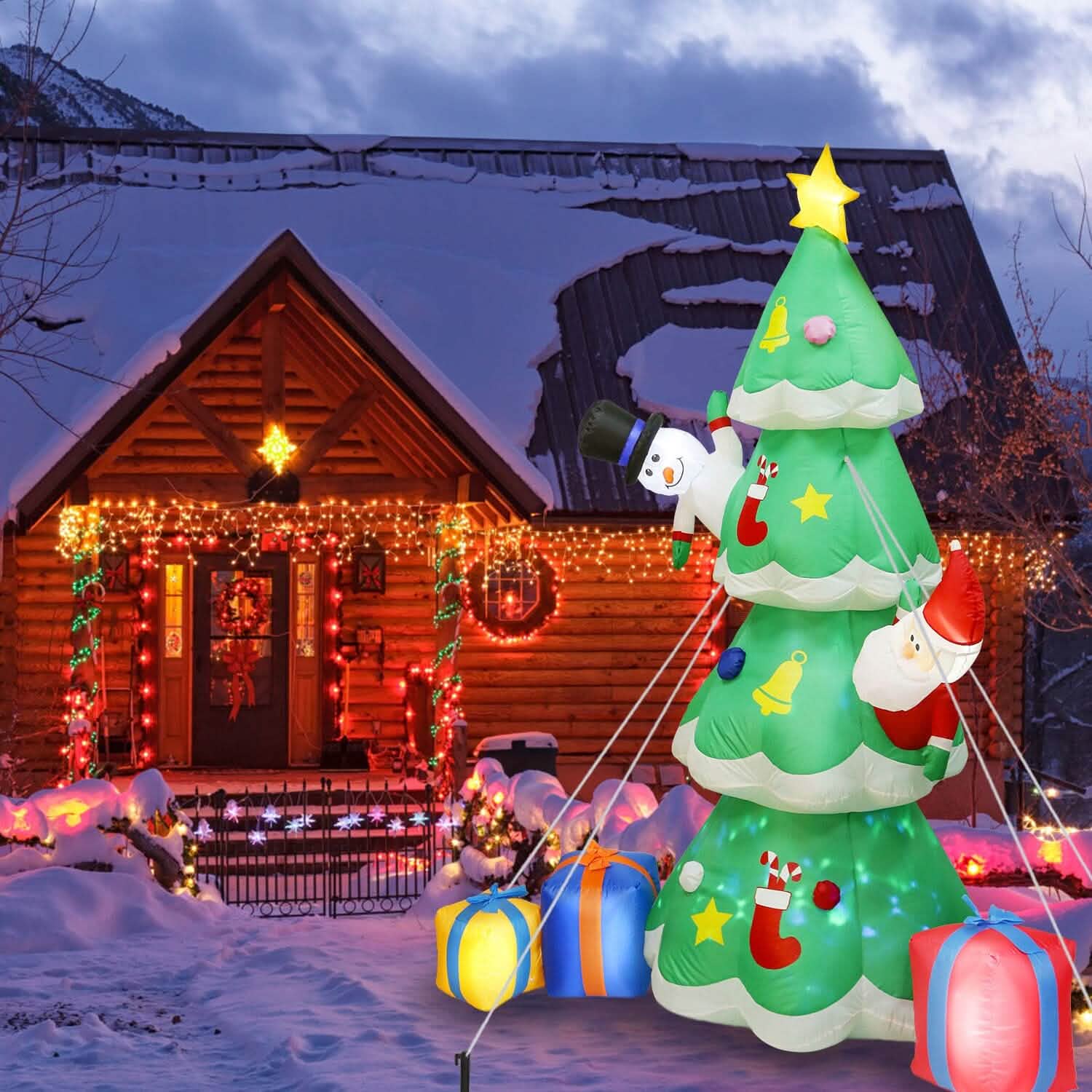 Christmas Tree Inflatable Decoration with LED Light Built-in Air Blower DailySale