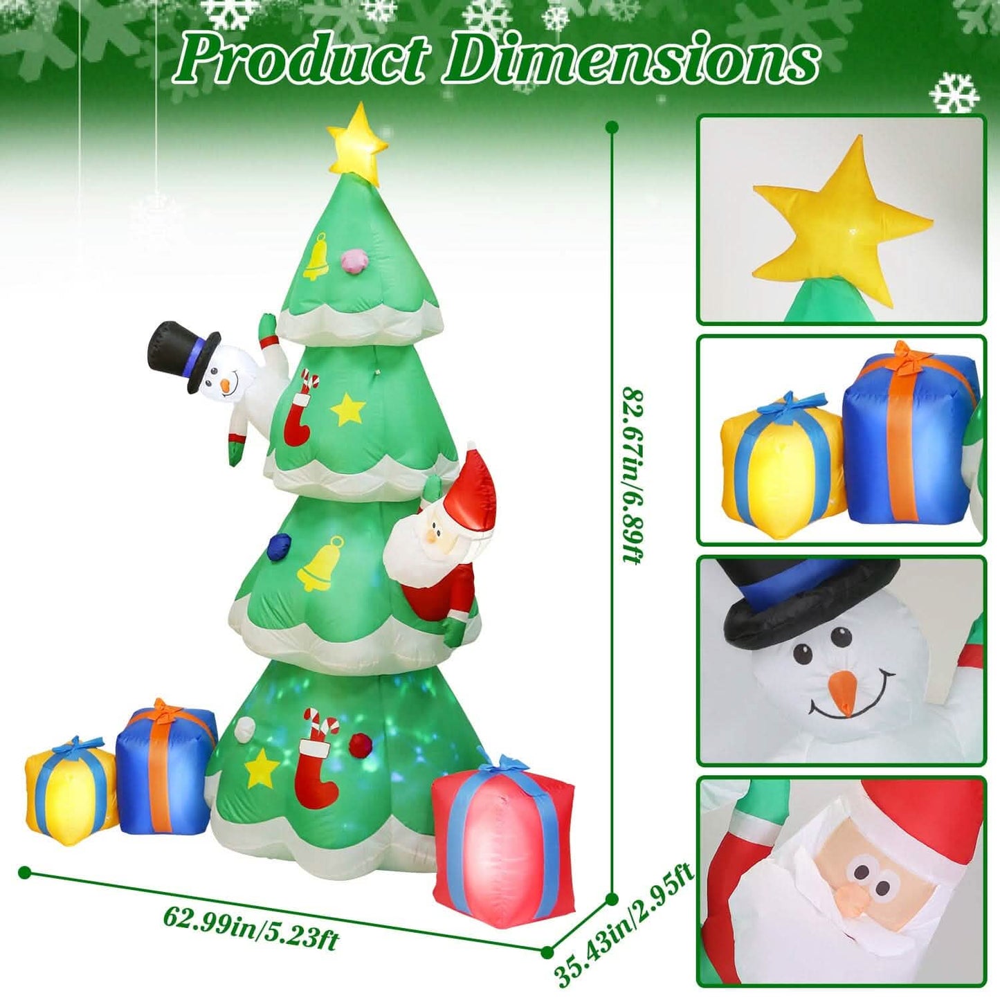 Christmas Tree Inflatable Decoration with LED Light Built-in Air Blower DailySale