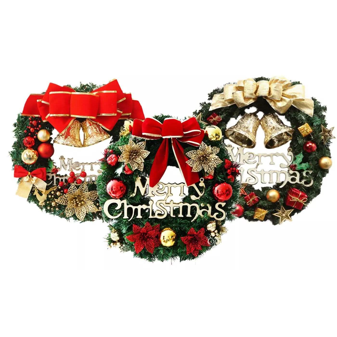 Christmas Xmas Wreath Home Door Wall Ornament Garland Bowknot Party Decoration DailySale