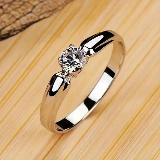 Classic 4-prong Set Round Zirconia Ring For Women DailySale