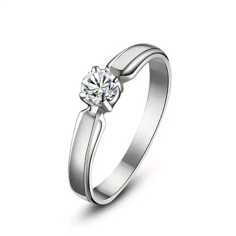 Classic 4-prong Set Round Zirconia Ring For Women DailySale