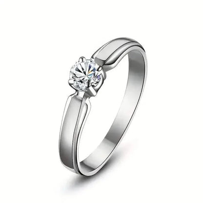 Classic 4-prong Set Round Zirconia Ring For Women DailySale