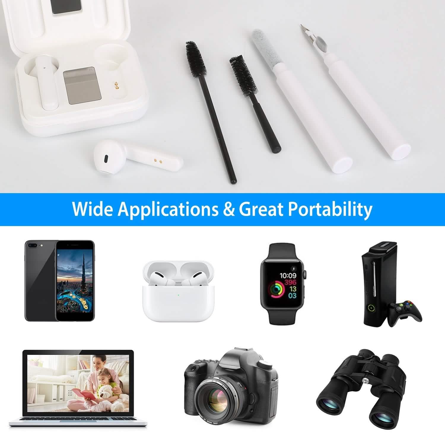 Cleaning Kit For Airpods, Charging Case, Camera, Phone Cleaner Pen Long and Short Fluff Brush DailySale