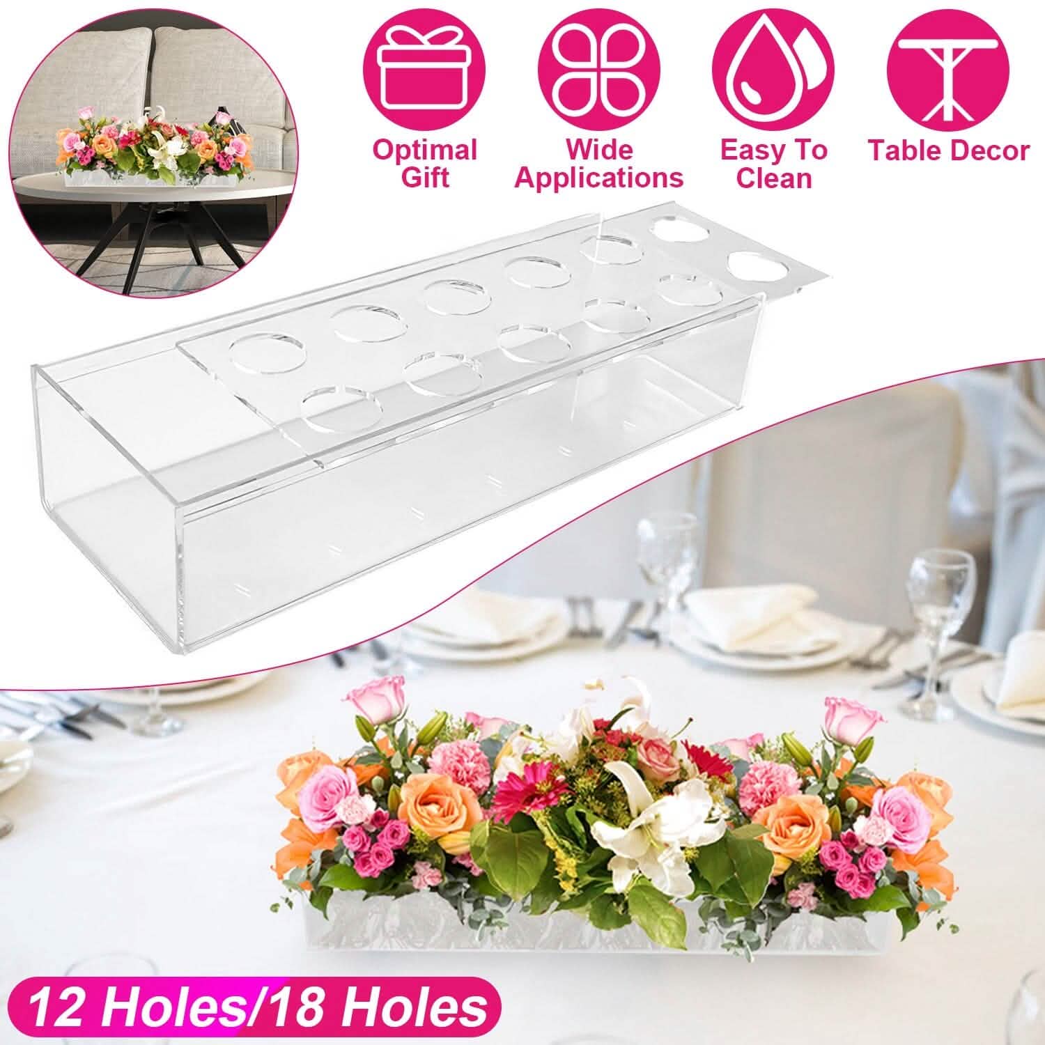 Clear Acrylic Flower Vase for Table Decoration Modern Flower Holder DailySale