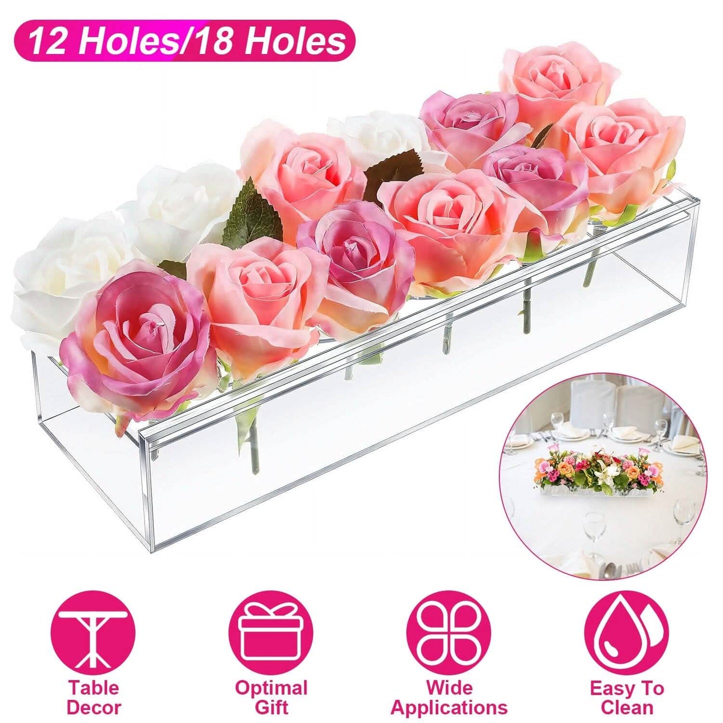 Clear Acrylic Flower Vase for Table Decoration Modern Flower Holder DailySale
