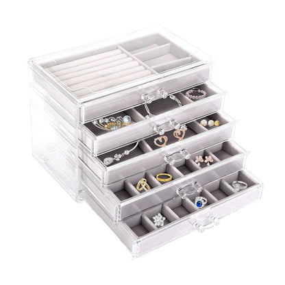 Clear Acrylic Jewelry Box Organizer with 5 Stackable Drawers DailySale