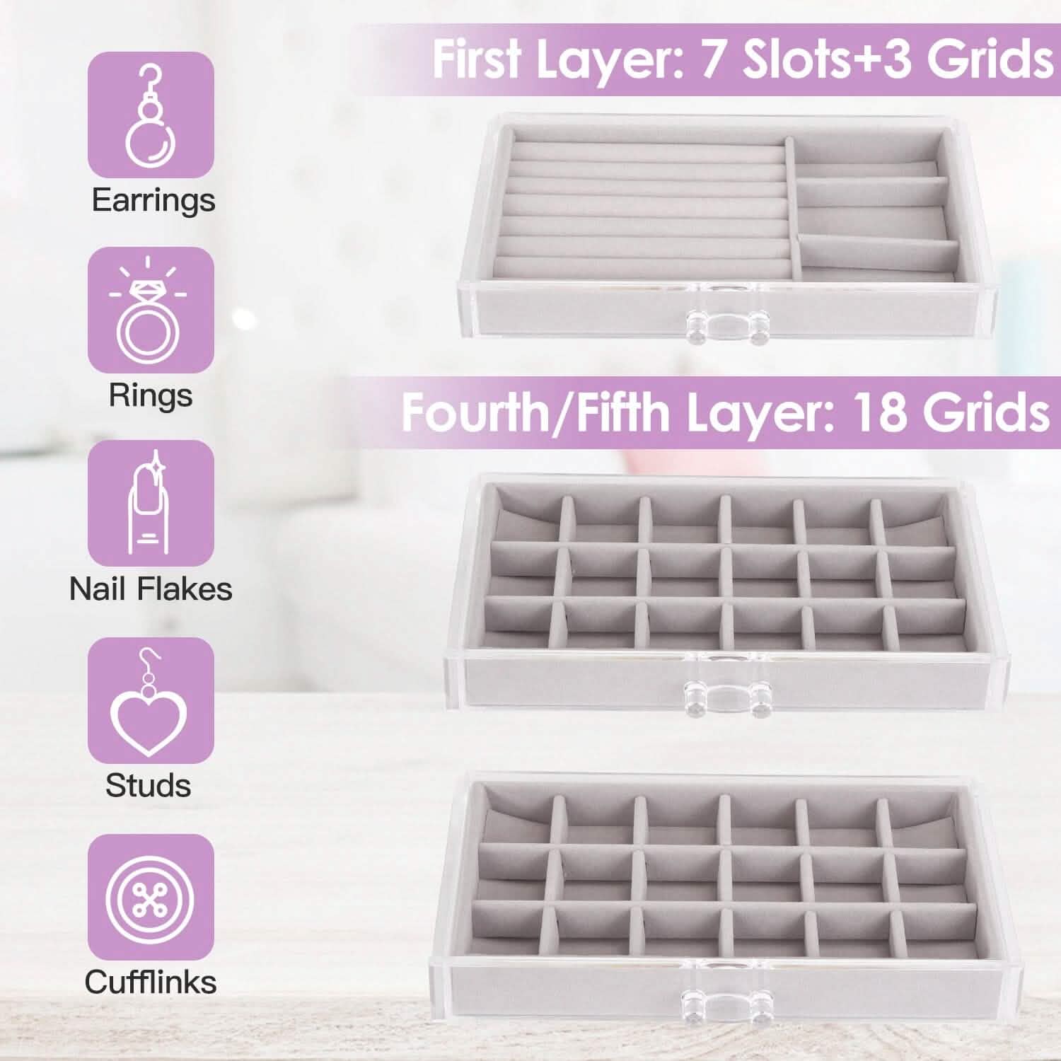 Clear Acrylic Jewelry Box Organizer with 5 Stackable Drawers DailySale