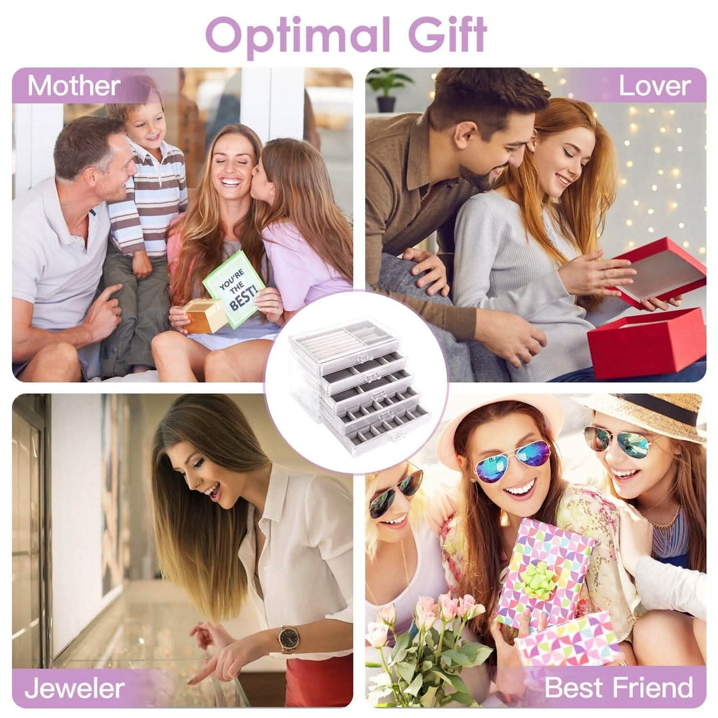Clear Acrylic Jewelry Box Organizer with 5 Stackable Drawers DailySale