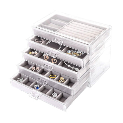 Clear Acrylic Jewelry Box Organizer with 5 Stackable Drawers DailySale