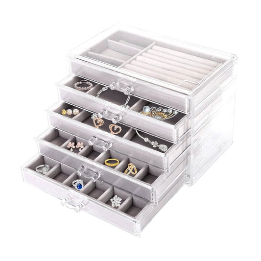 Clear Acrylic Jewelry Box Organizer with 5 Stackable Drawers DailySale
