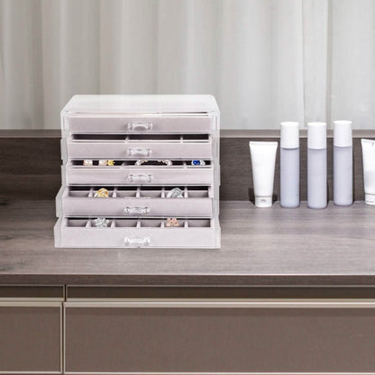 Clear Acrylic Jewelry Box Organizer with 5 Stackable Drawers DailySale