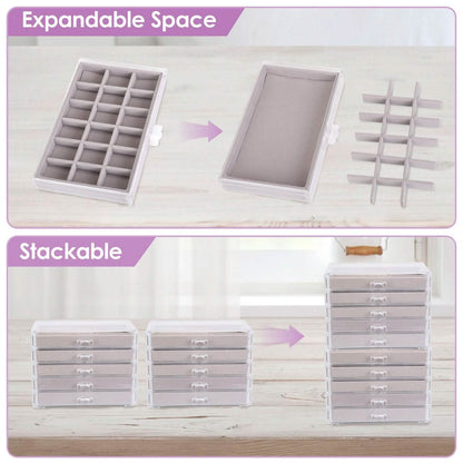 Clear Acrylic Jewelry Box Organizer with 5 Stackable Drawers DailySale