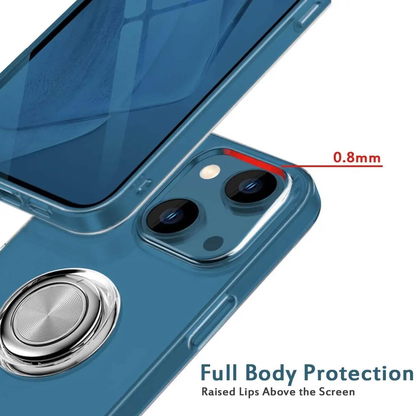 Clear Phone Case iPhone 14 Transparent Anti-Scratch with Ring Kickstand DailySale
