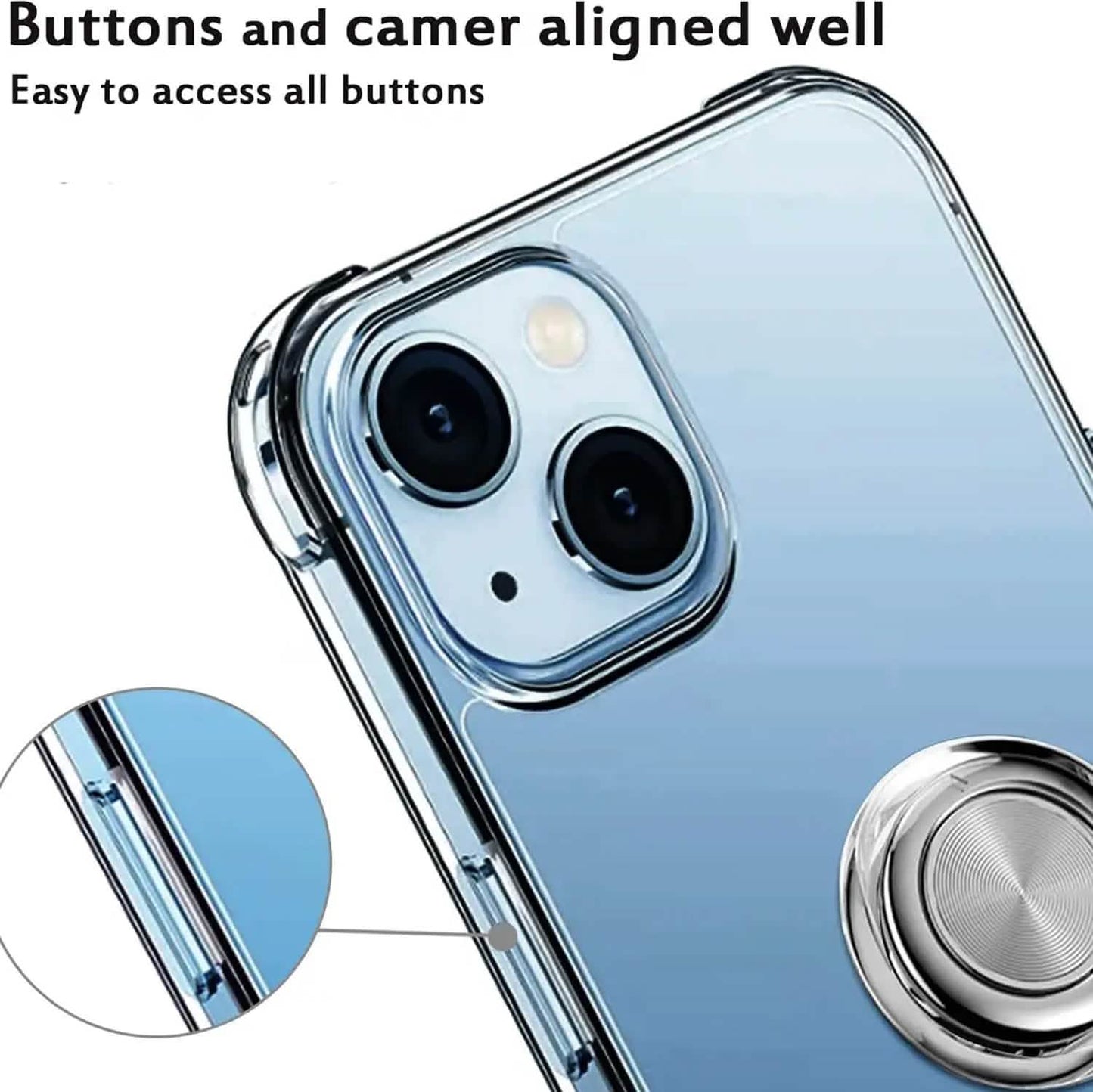 Clear Phone Case iPhone 14 Transparent Anti-Scratch with Ring Kickstand DailySale